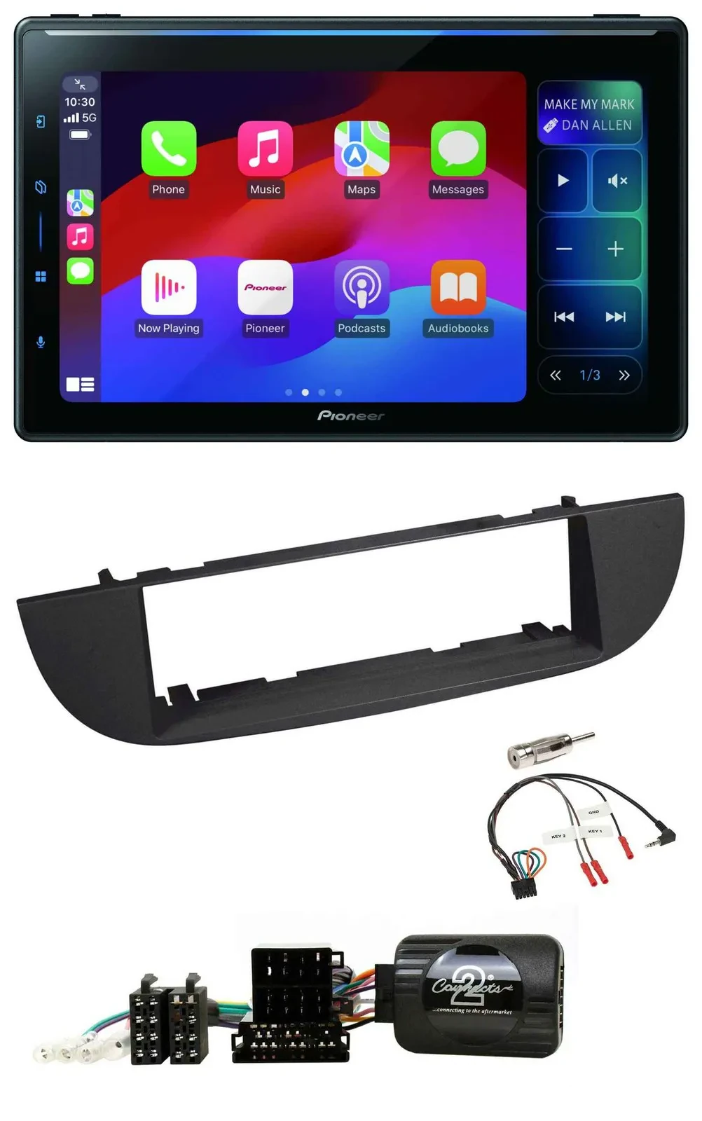 Pioneer Bluetooth DAB Lenkrad USB Autoradio für Fiat 500 ab 2007 schwarz