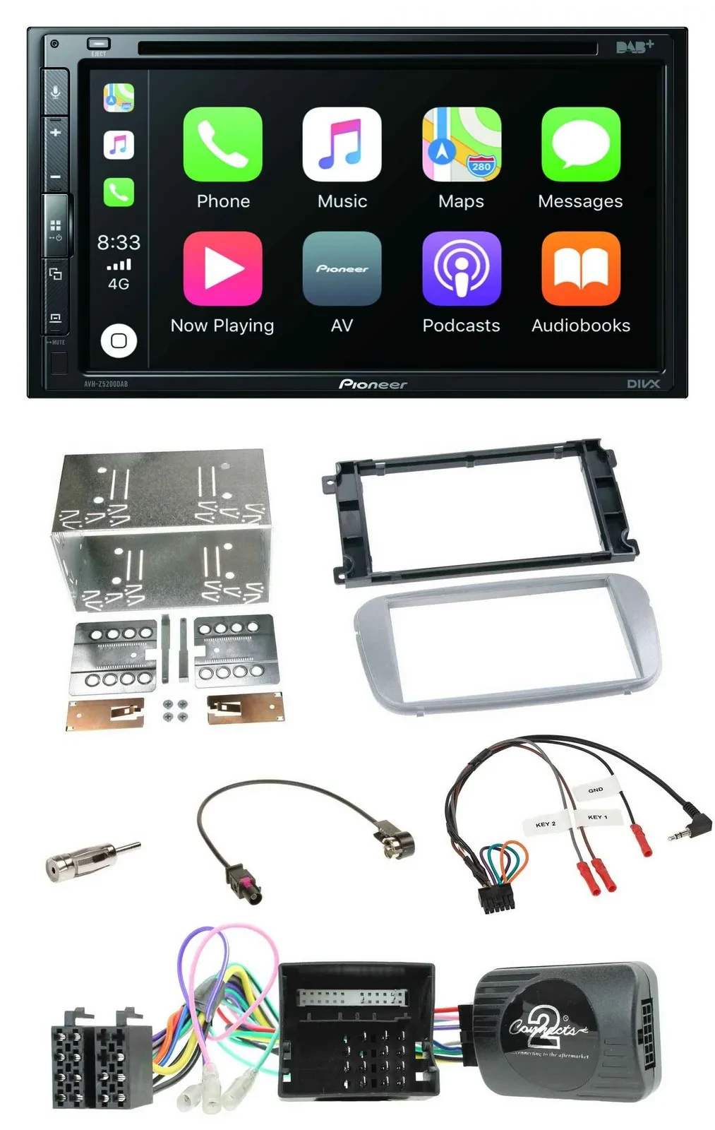 Pioneer DVD 2DIN Lenkrad DAB Bluetooth USB Autoradio für Ford Mondeo S-Max Profi