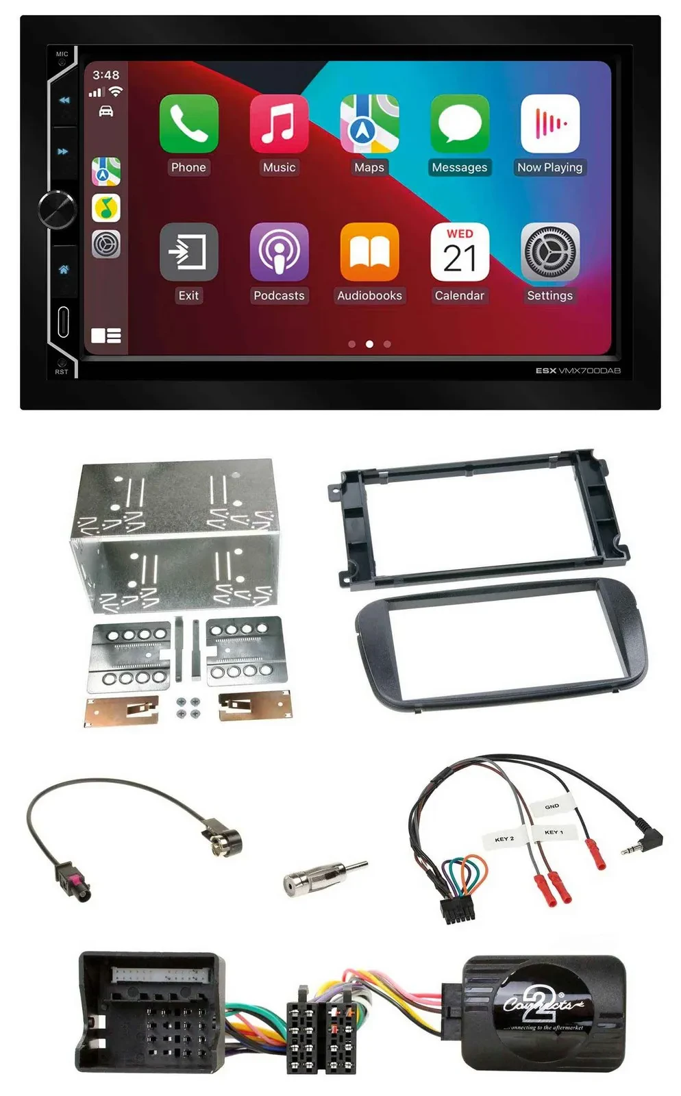 ESX 2DIN DAB USB Lenkrad Bluetooth Autoradio für Ford Focus C Max Galaxy Profi s