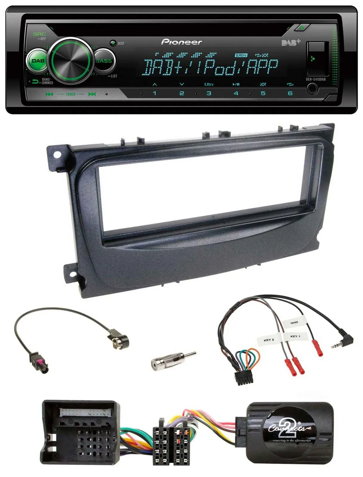 Автомагнитола Pioneer для Ford S-Max/Mondeo (2007–2014) DAB CD USB MP3, черная, с поддержкой управления на руле