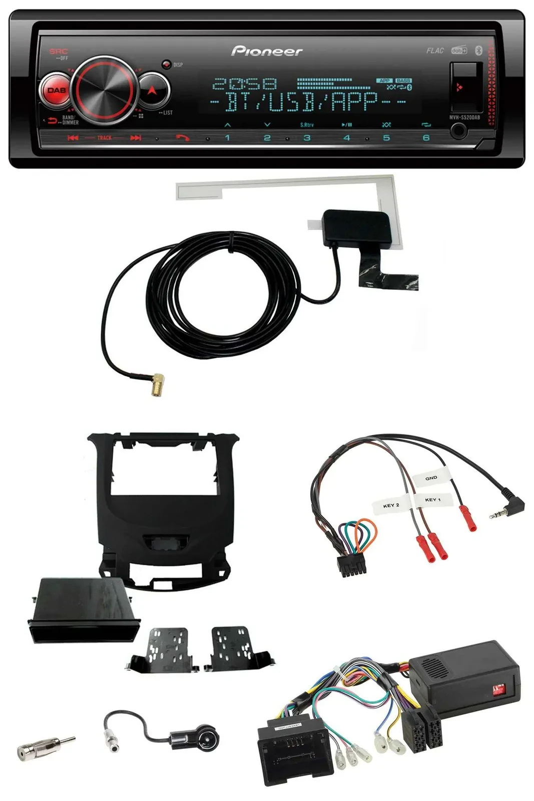 Автомагнитола Pioneer Bluetooth, DAB, USB, поддержка кнопок на руле, для Chevrolet Cruze (с 2016), черный глянец