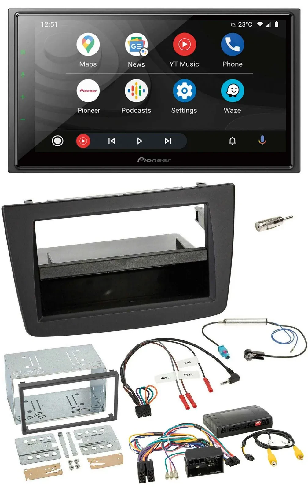 Pioneer USB 2DIN DAB Lenkrad Bluetooth Autoradio für Alfa Romeo Mito 14-18 Infoa