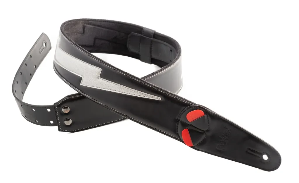 8419612000667 Mojo Bolt II Silver Glitter Ремень для гитары, текстиль/синтетика, RightOn Straps