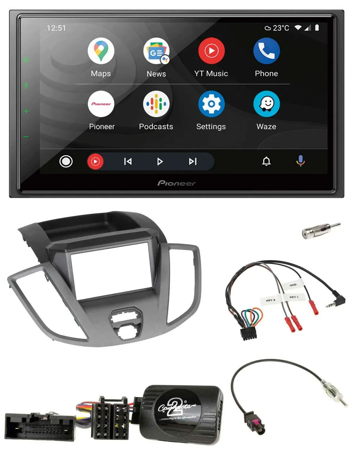 Pioneer USB 2DIN DAB Lenkrad Bluetooth Autoradio für Ford Transit V363 2014-2018