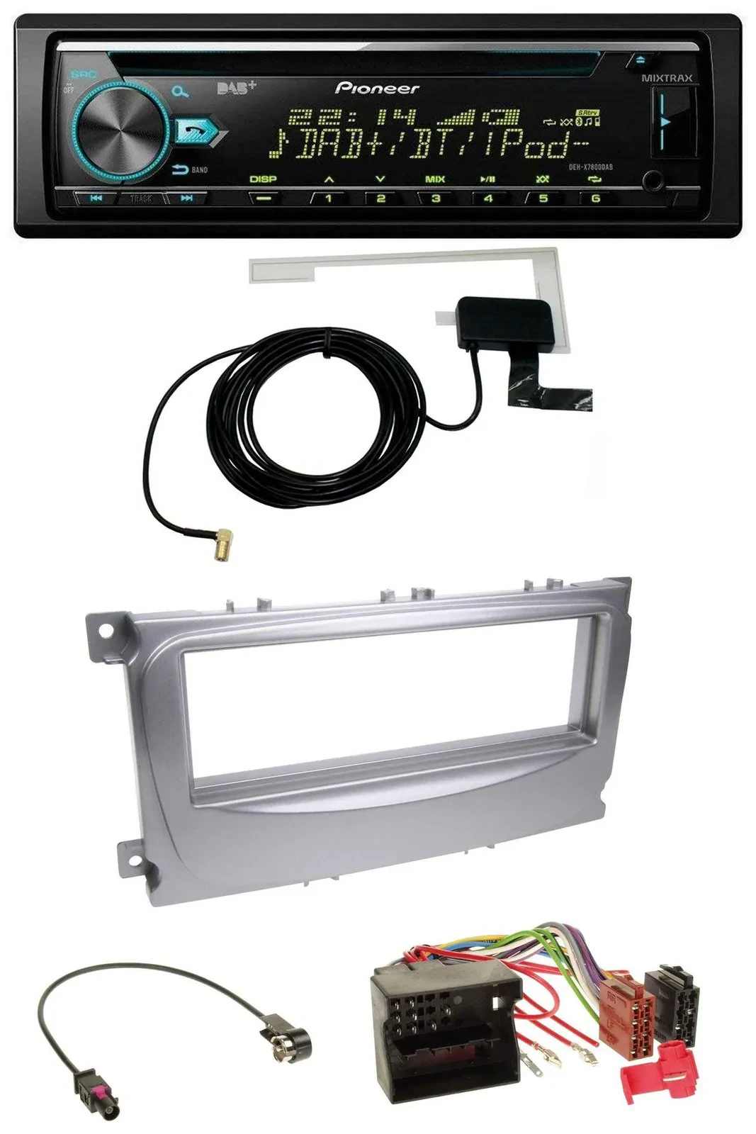 Pioneer MP3 AUX CD USB DAB Autoradio für Ford Galaxy C-Max Focus ab 2007 silber