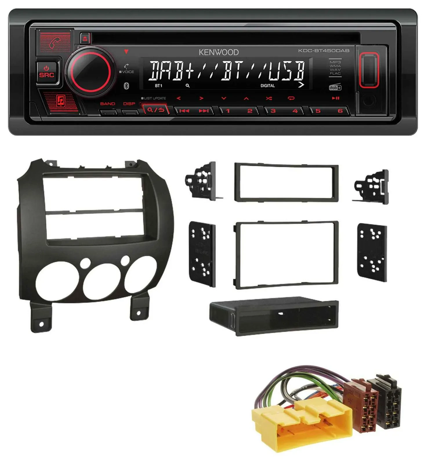 Автомагнитола Kenwood MP3 CD USB Bluetooth DAB для Mazda 2 (с 2007)
