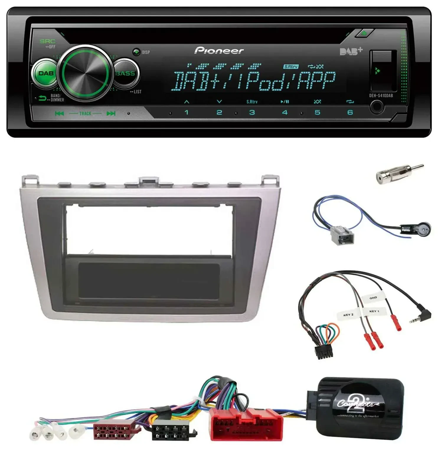 Автомагнитола Pioneer USB/MP3/DAB, CD, для Mazda 6 (2008–2012), серебристо-черная