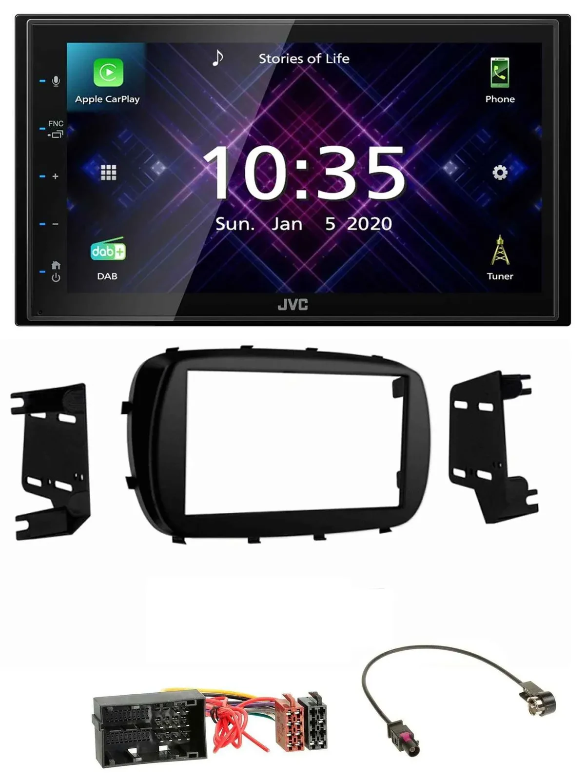 JVC DAB 2DIN MP3 Bluetooth USB Autoradio für Fiat 500X (ab 2015)