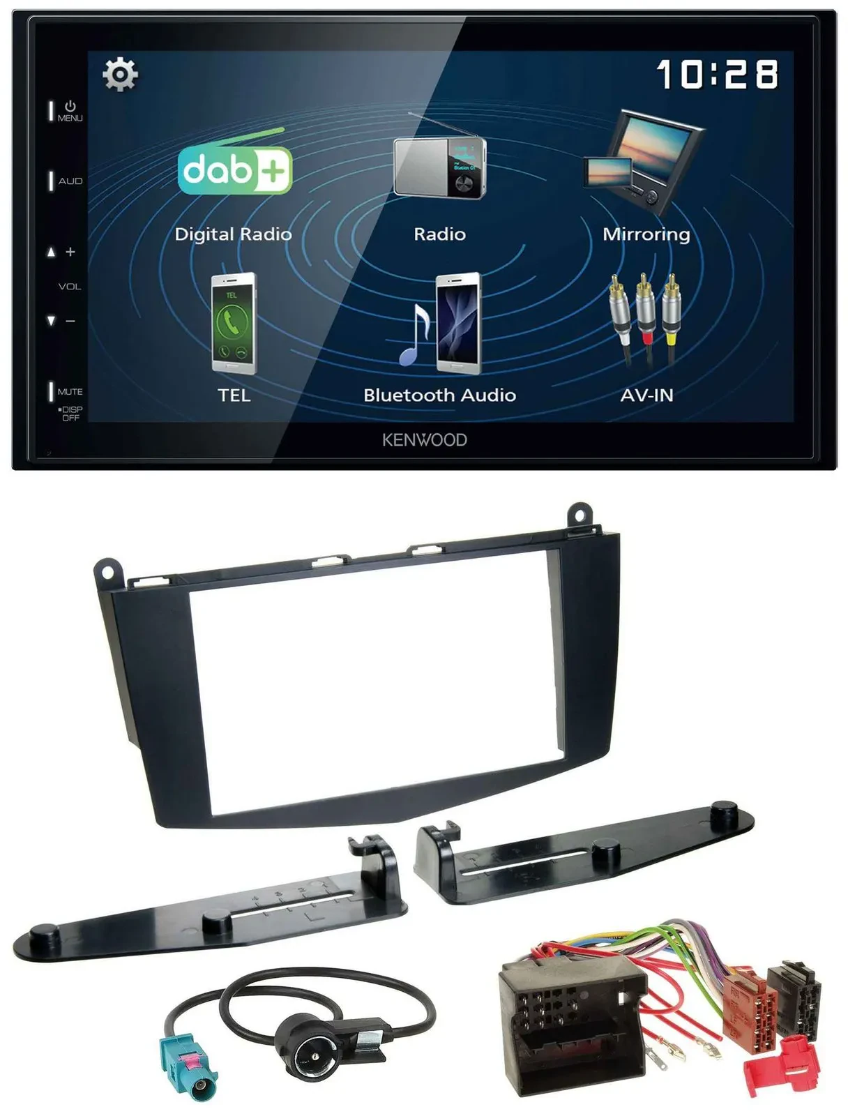 Kenwood 2DIN Bluetooth MP3 USB DAB Autoradio für Mercedes C-Klasse 07-11 ohne Ta