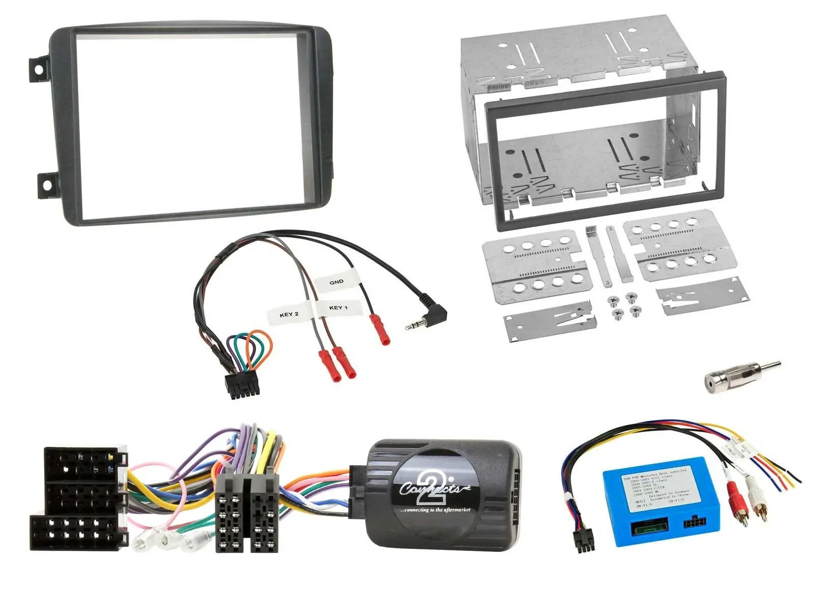 Radioset Lenkradadapter Doppel DIN Autoradio für Mercedes C W203 2000-2004 aktiv