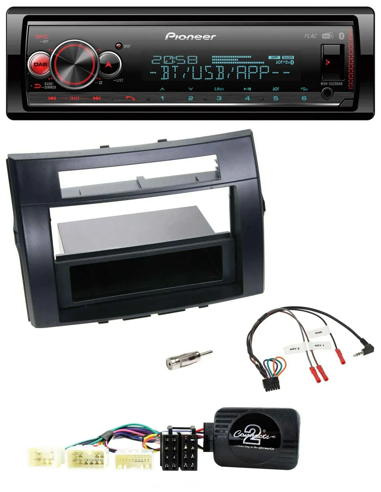 Pioneer Bluetooth USB Lenkrad DAB Autoradio für Toyota Corolla Verso 04-07 schwa