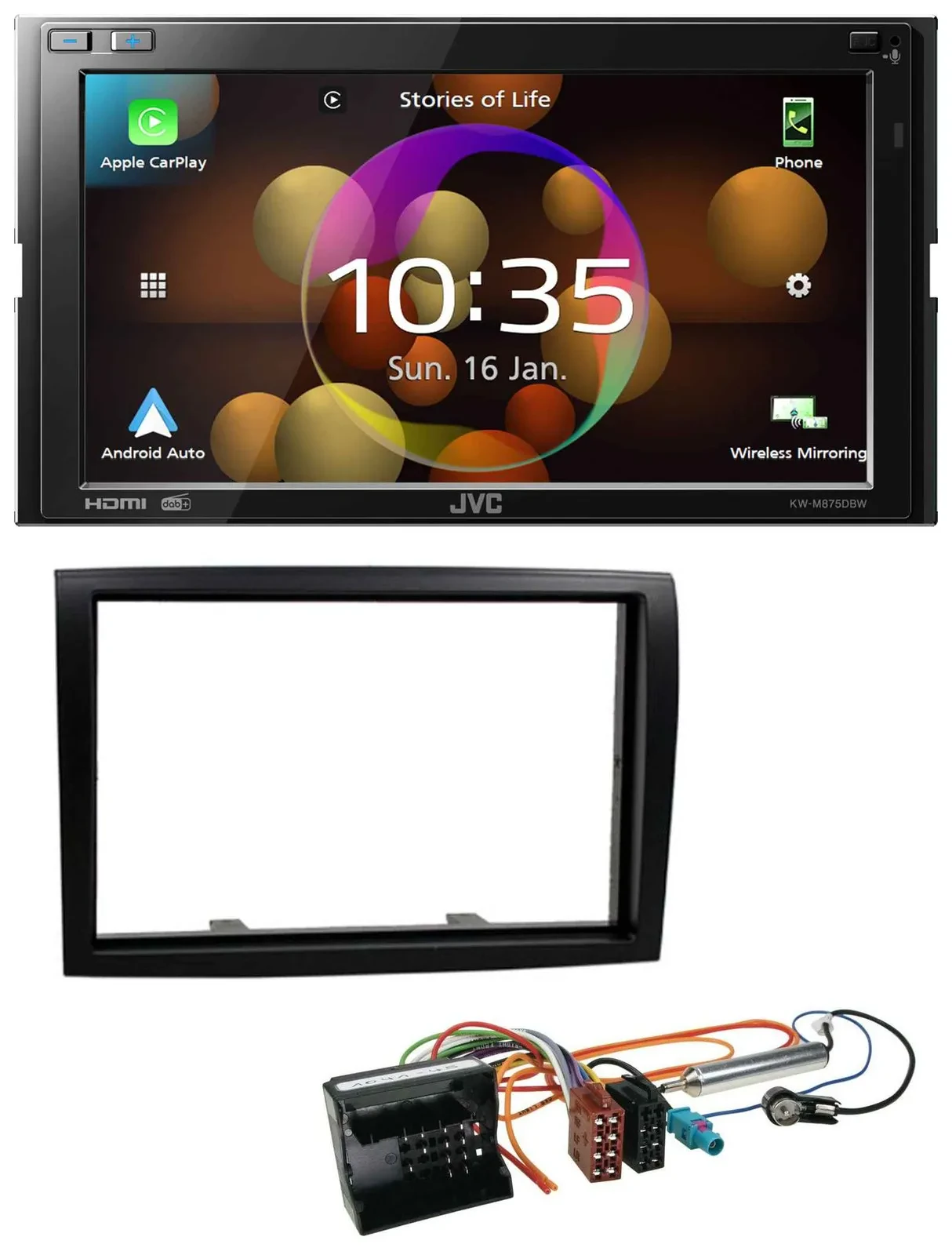 JVC DAB MP3 2DIN Bluetooth USB Autoradio für Citroen Jumper 06-11 schwarz