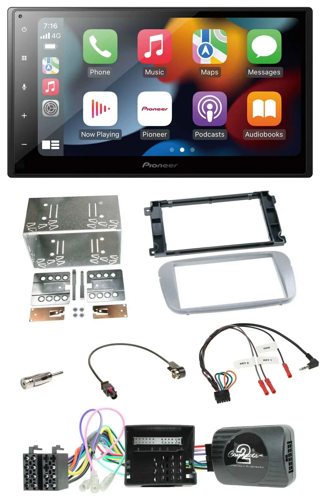 Pioneer DAB Bluetooth 2DIN USB Lenkrad Autoradio für Ford Mondeo S-Max Profi sil