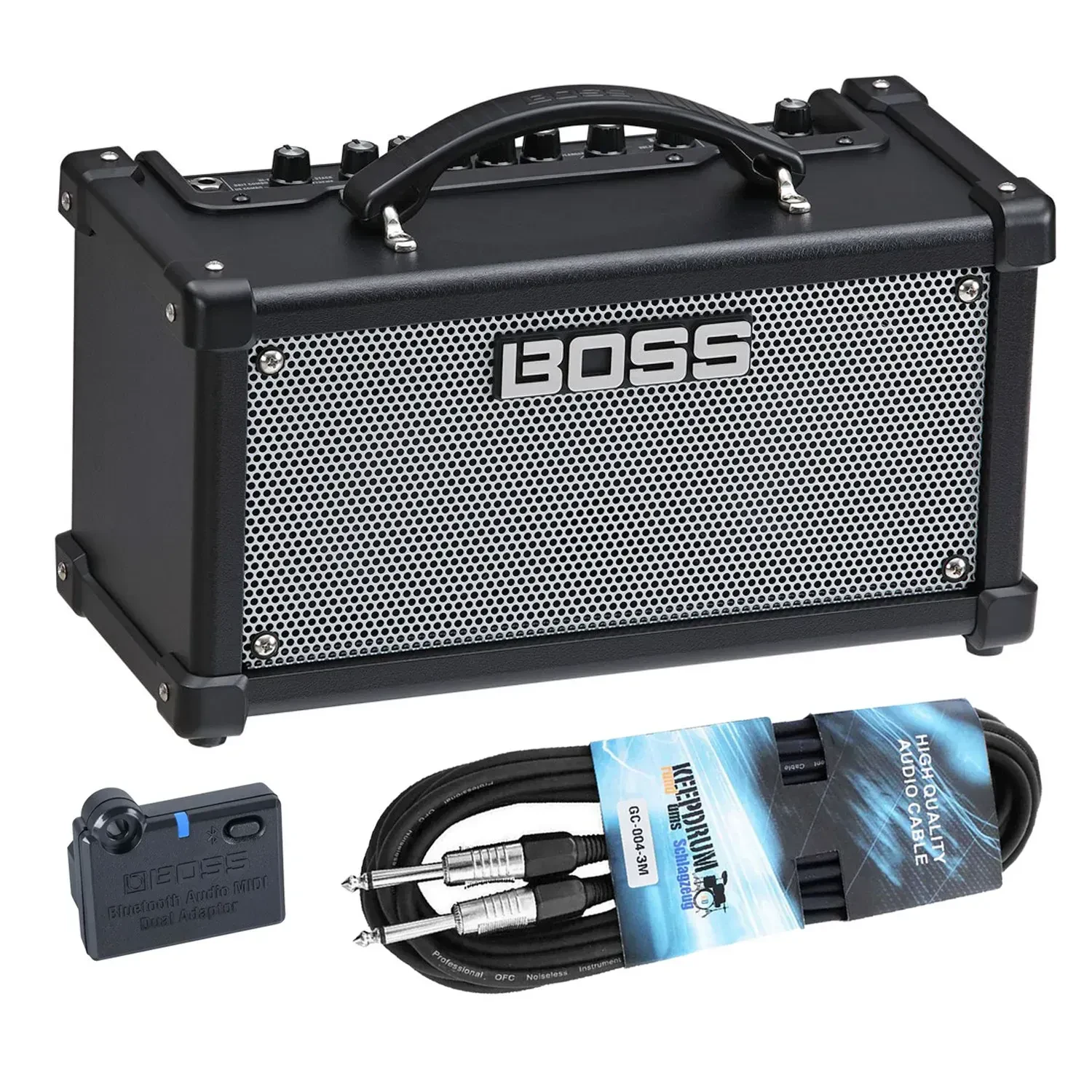 Boss Dual Cube LX Gitarren-Verstärker mit BT-Dual Bluetooth Adapter und Kabel