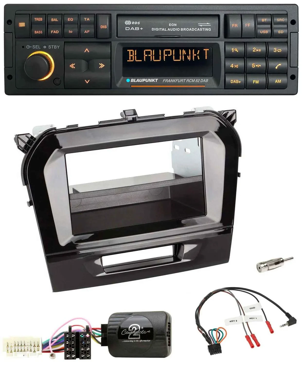 Blaupunkt USB DAB SD Lenkrad Bluetooth Autoradio für Suzuki Vitara ab 2015 piano
