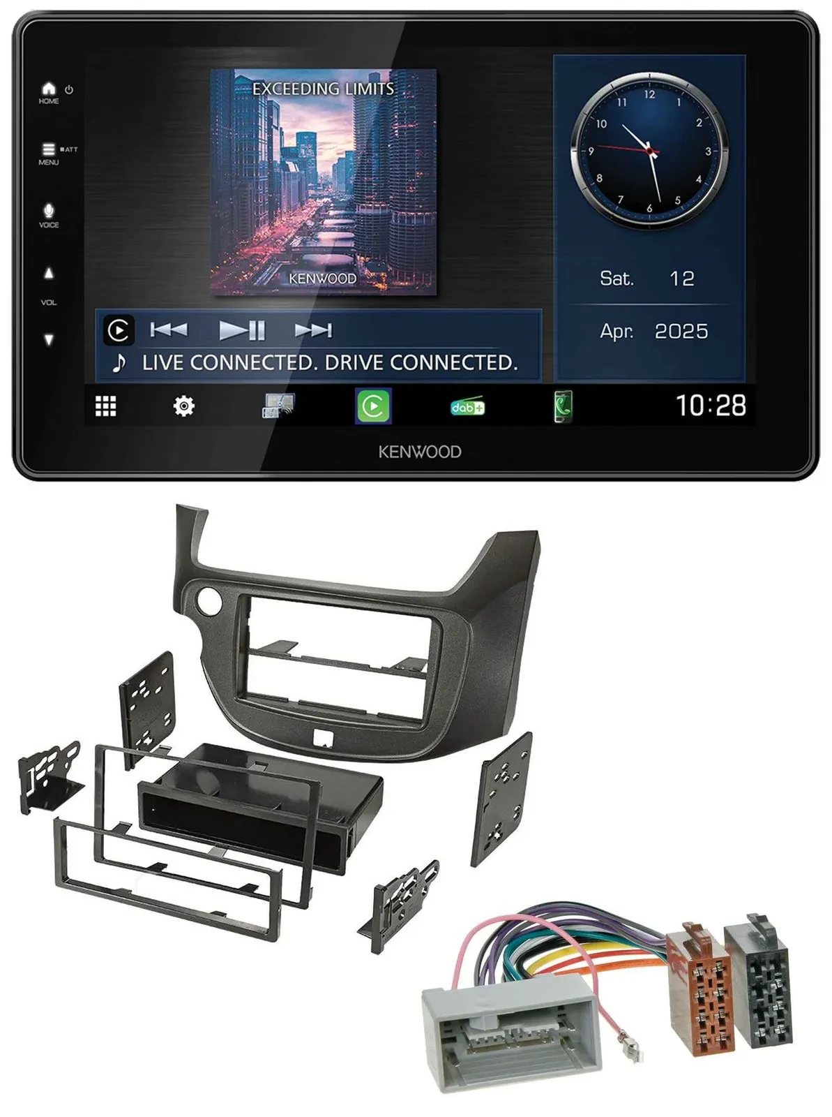 Автомагнитола Kenwood MP3, Bluetooth, USB, DAB для Honda Jazz (с 2009), темно-серый