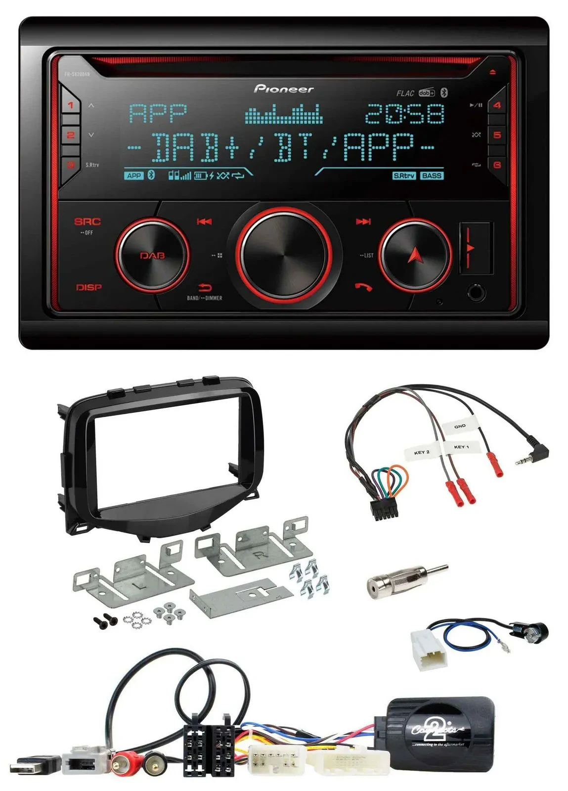 Pioneer 2DIN DAB Lenkrad Bluetooth USB CD Autoradio für Toyota Aygo 2014-2021