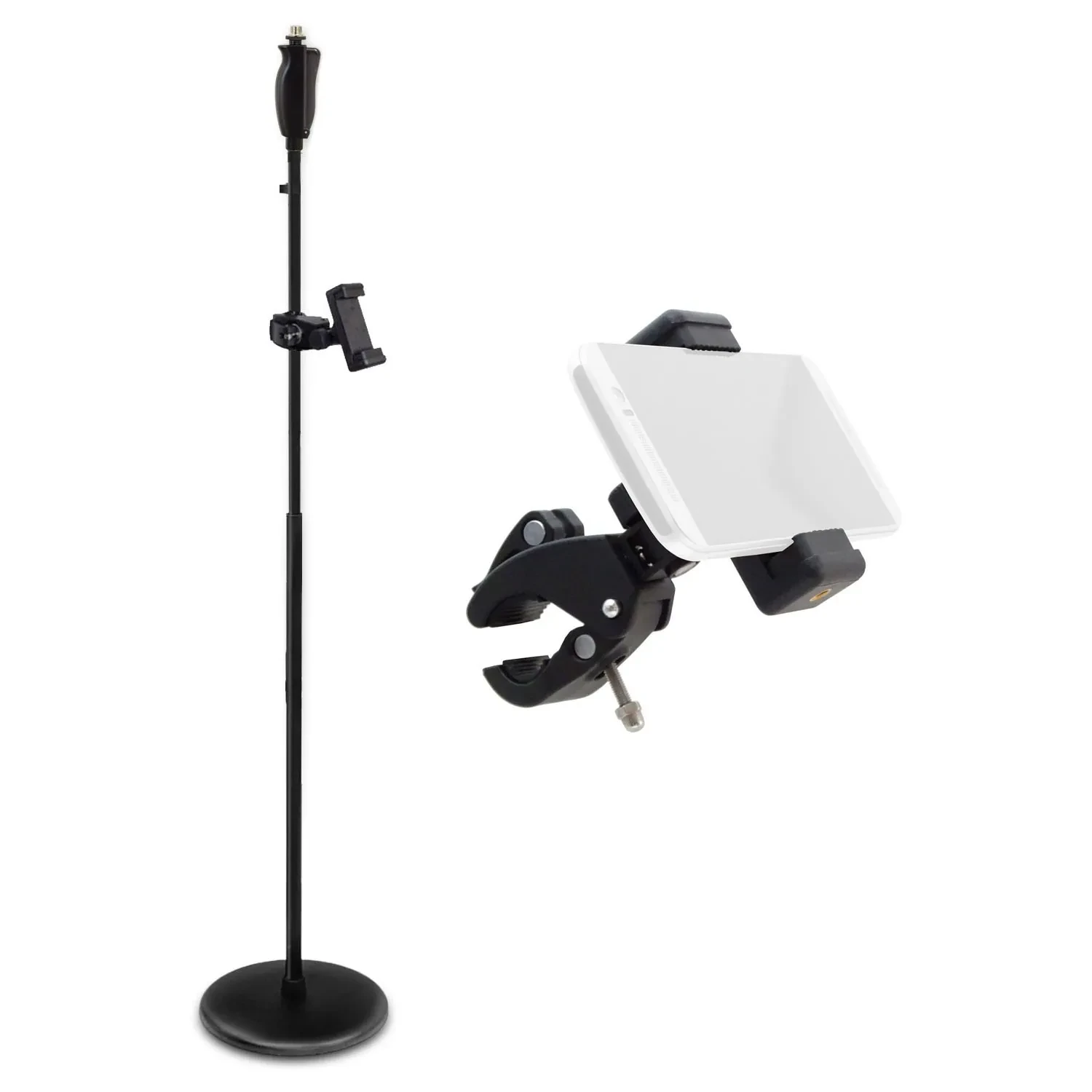 Стойка для микрофона keepdrum MS124 с одноручной регулировкой с держателем для смартфона