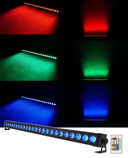 Rockville BATTERY STRIP 24 Rechargeable RGBW Color DJ Wash Light Bar/DMX/Remote