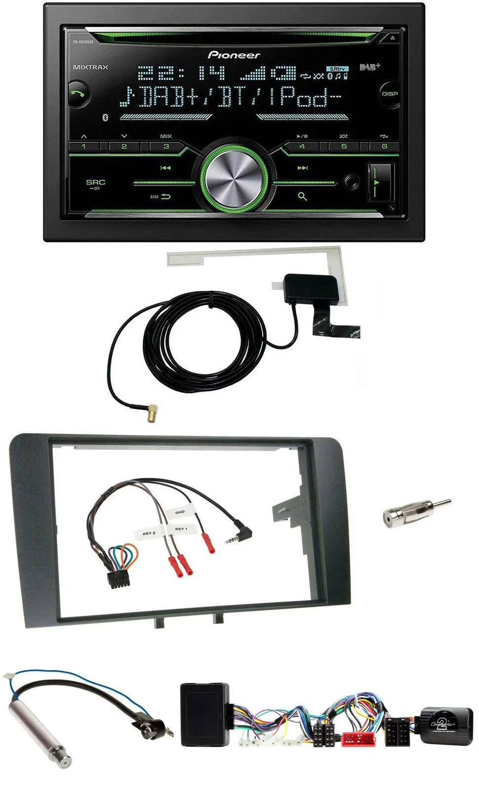 Pioneer CD USB Lenkrad Bluetooth 2DIN DAB Autoradio für Audi A3 Symphony Aktiv I