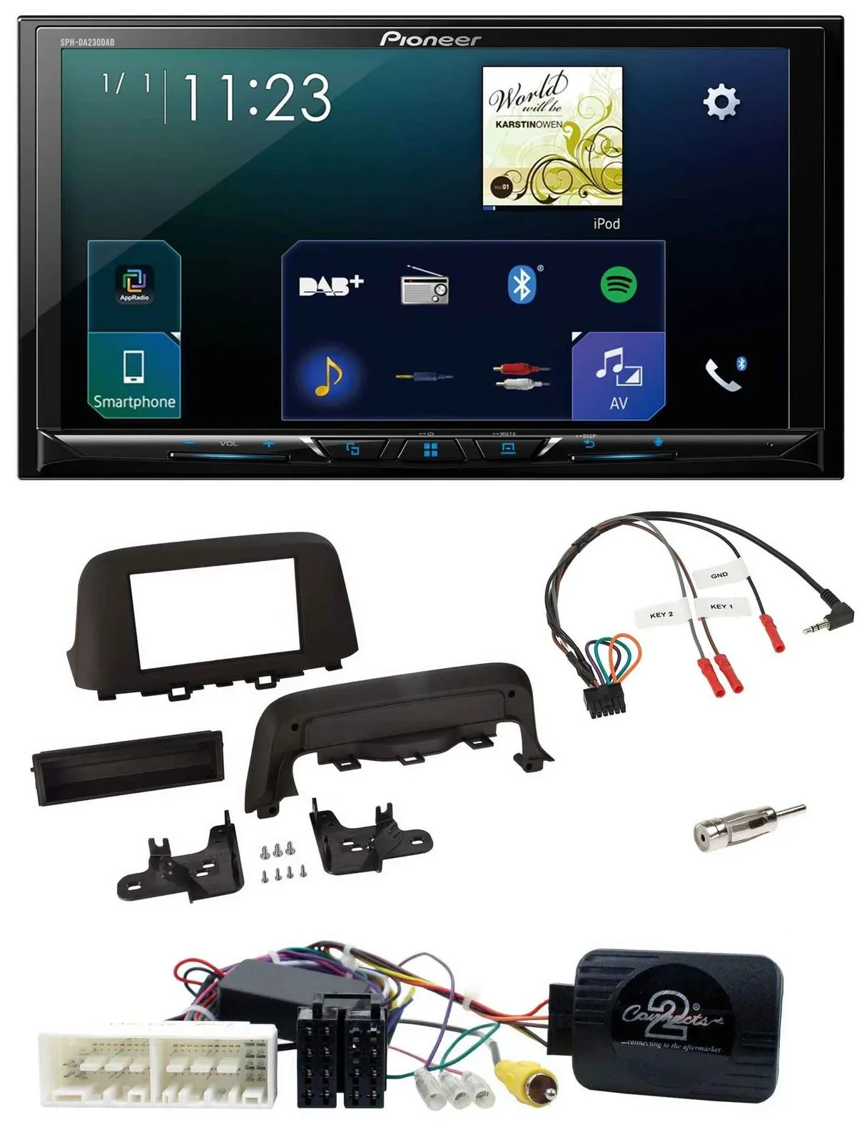 Pioneer Lenkrad Bluetooth USB 2DIN DAB Autoradio für Hyundai Kona ab 2013