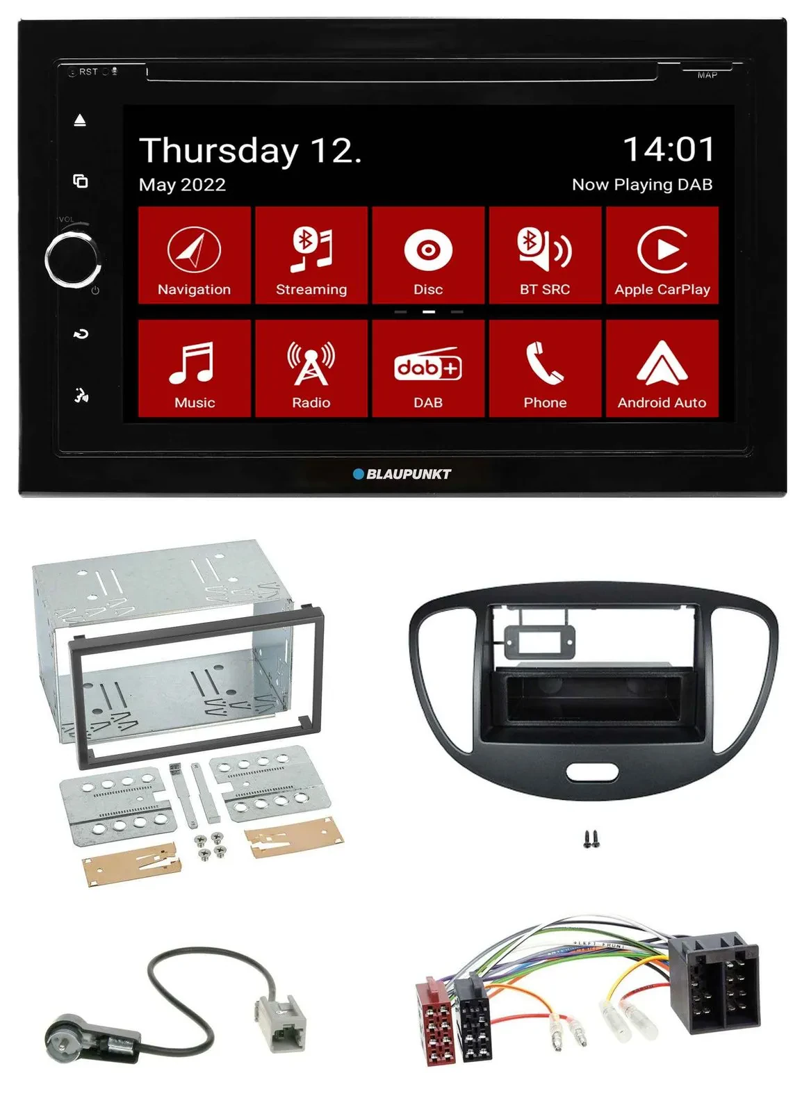 Blaupunkt MP3 DVD Bluetooth DAB 2DIN USB Autoradio für Hyundai i10 2008-2013 sch