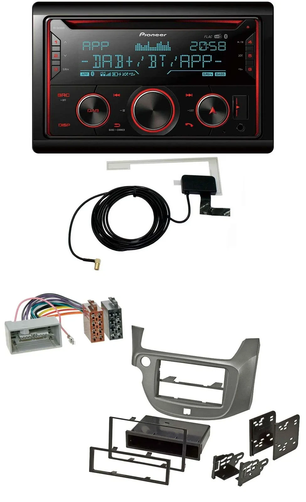 Pioneer 2DIN MP3 DAB USB CD Bluetooth Autoradio für Honda Jazz ab 09 silber