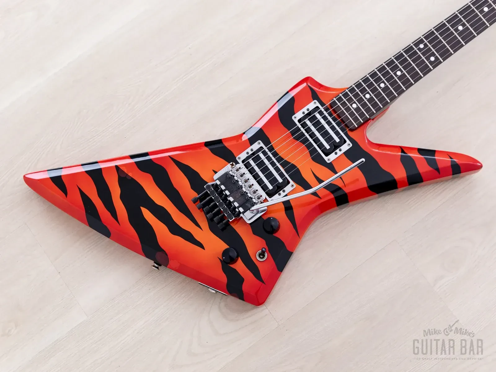 1984 Aria Pro II ZZ Deluxe Explorer Orange With Black Zebra, Japan Matsumoku
