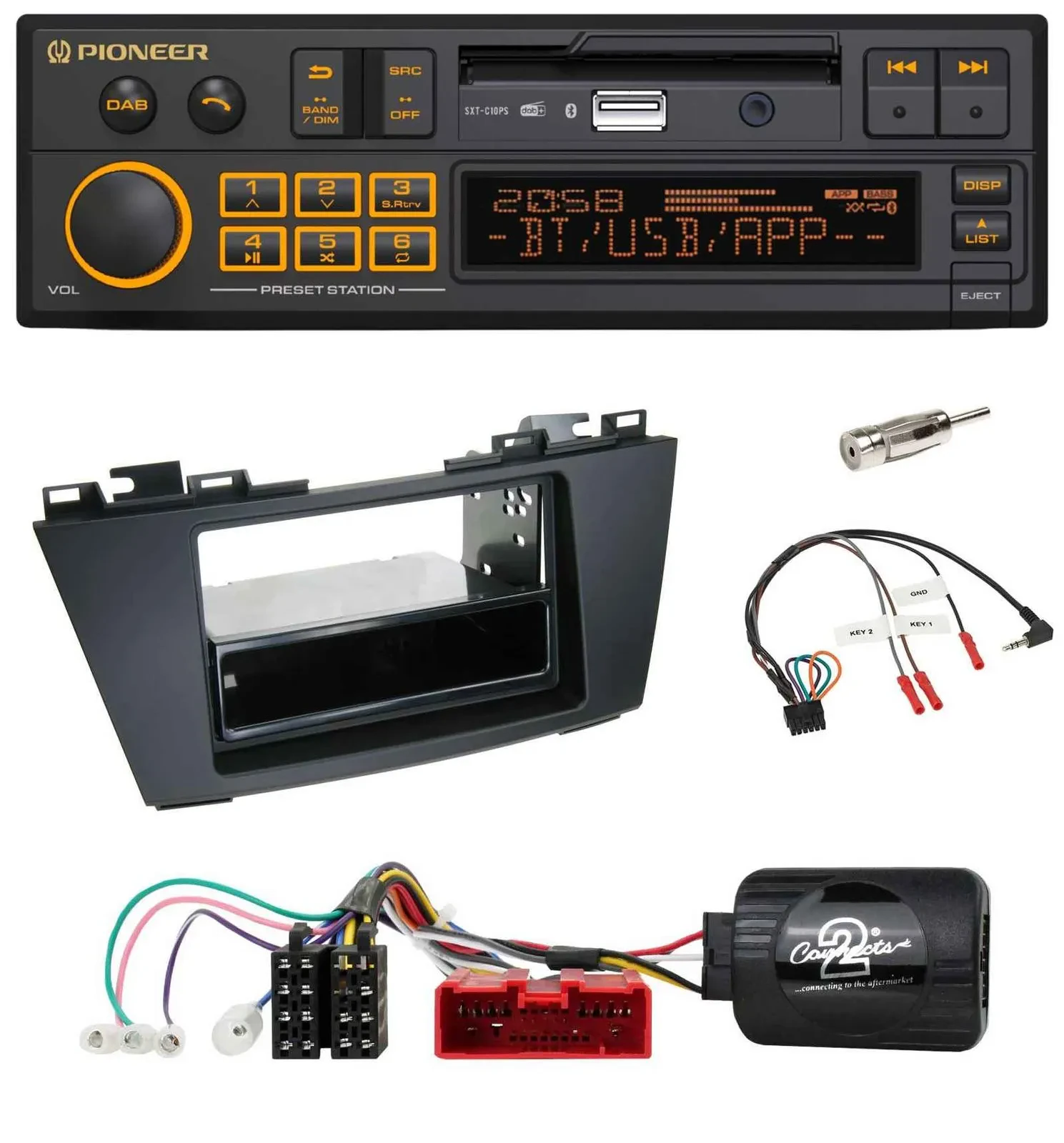 Автомагнитола для Mazda 5 (2010–2015) Pioneer DAB USB Bluetooth, поддержка кнопок на руле