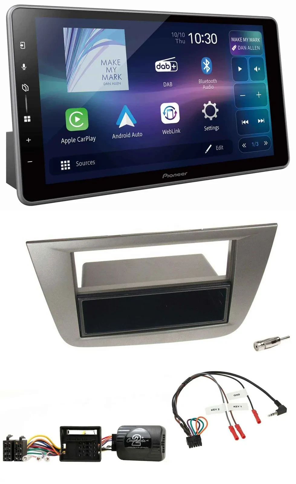 Автомагнитола Pioneer для Seat Toledo/Altea (2004–2009) DAB, Bluetooth, USB, антрацит