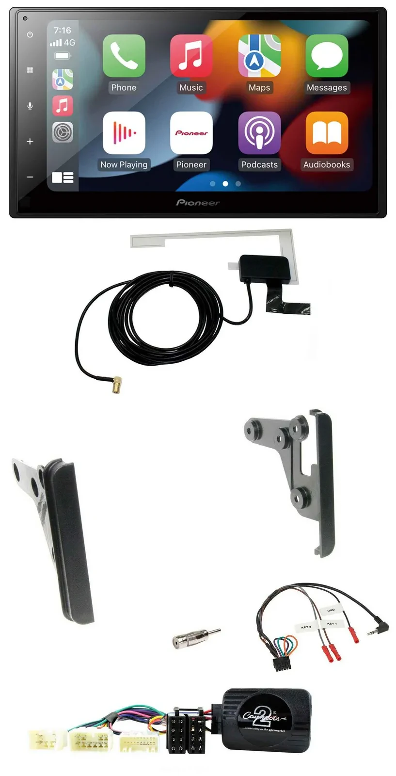 Автомагнитола Pioneer 2DIN USB Bluetooth DAB для Toyota FJ (с 2007) с поддержкой управления с руля