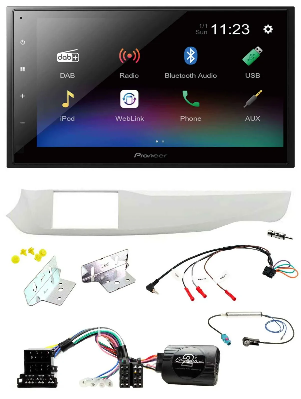 Pioneer USB Bluetooth DAB 2DIN Lenkrad Autoradio für Alfa Giulietta 10-14 940 we