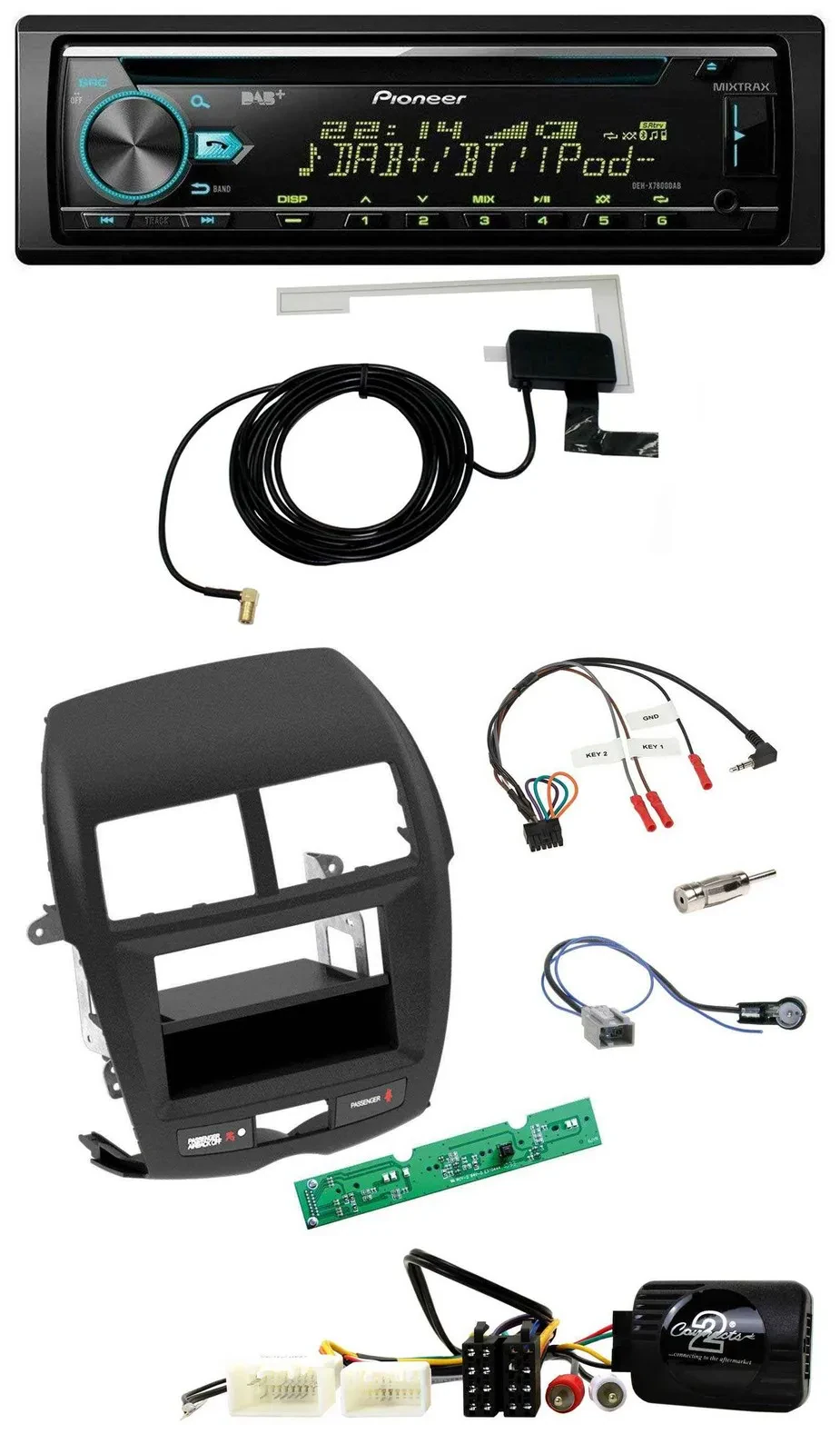 Автомагнитола для Mitsubishi ASX (2010–2014) Pioneer CD/USB/DAB, MP3, поддержка управления на руле