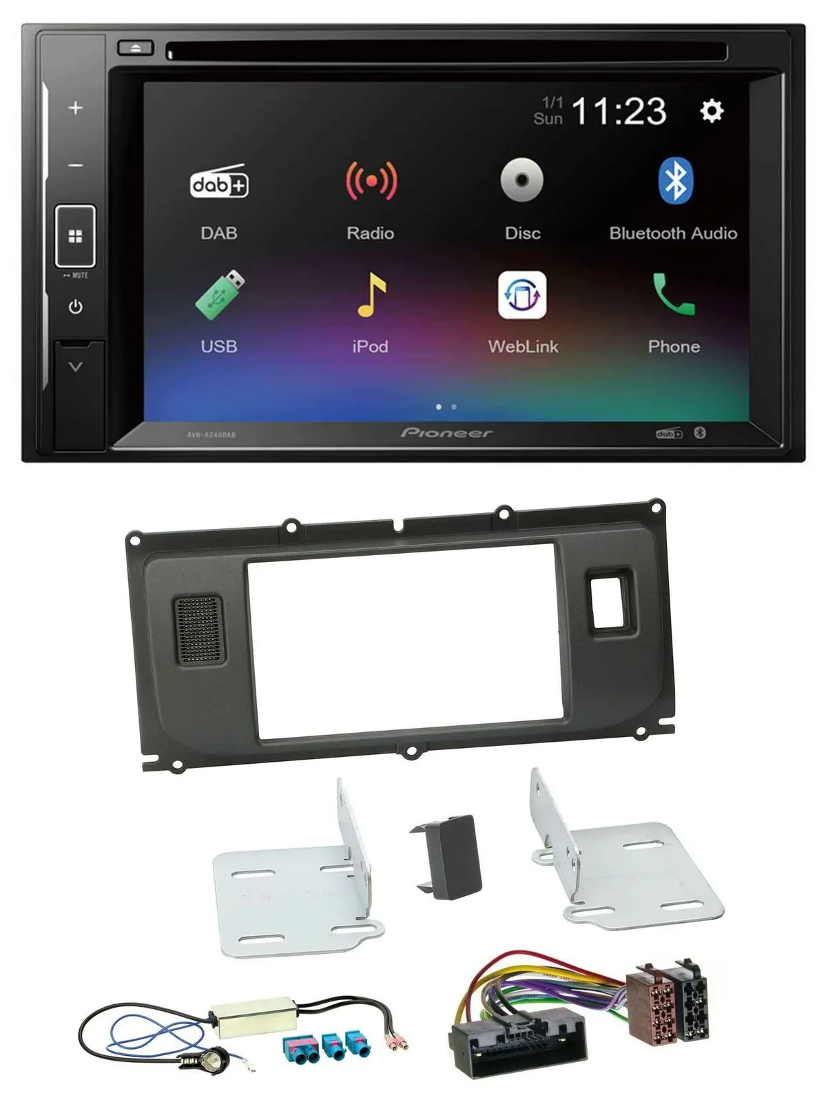 Автомагнитола для Land Rover Evoque Pioneer 2-DIN, Bluetooth, USB, MP3, DAB, DVD