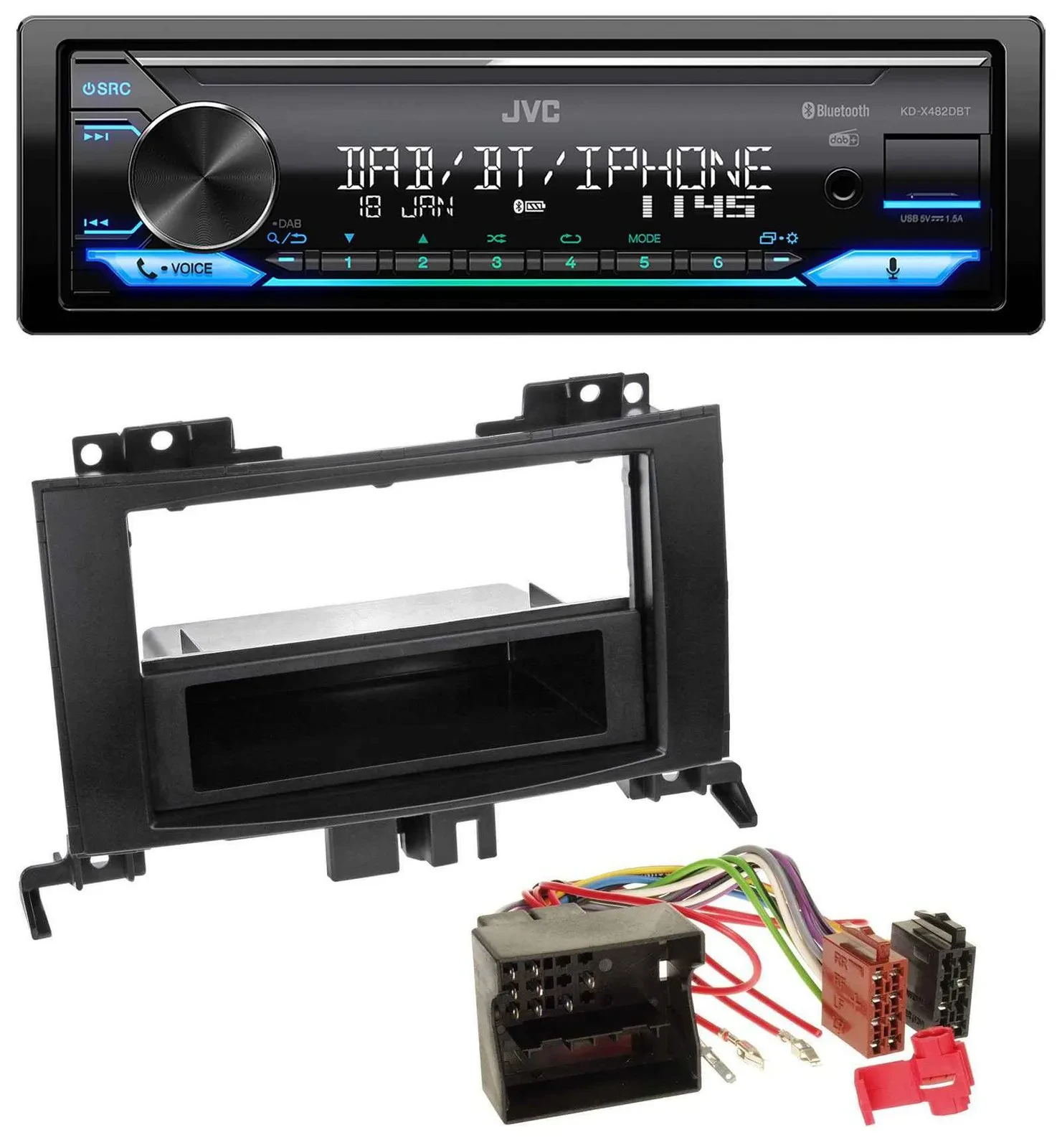 JVC Bluetooth DAB USB MP3 Autoradio für Mercedes Sprinter ab 06 Rubbertouch