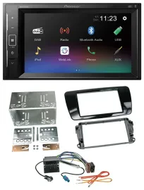 Автомагнитола Pioneer 2DIN DAB, Bluetooth, USB для Seat Ibiza (с 2008), черный (рояльный лак)