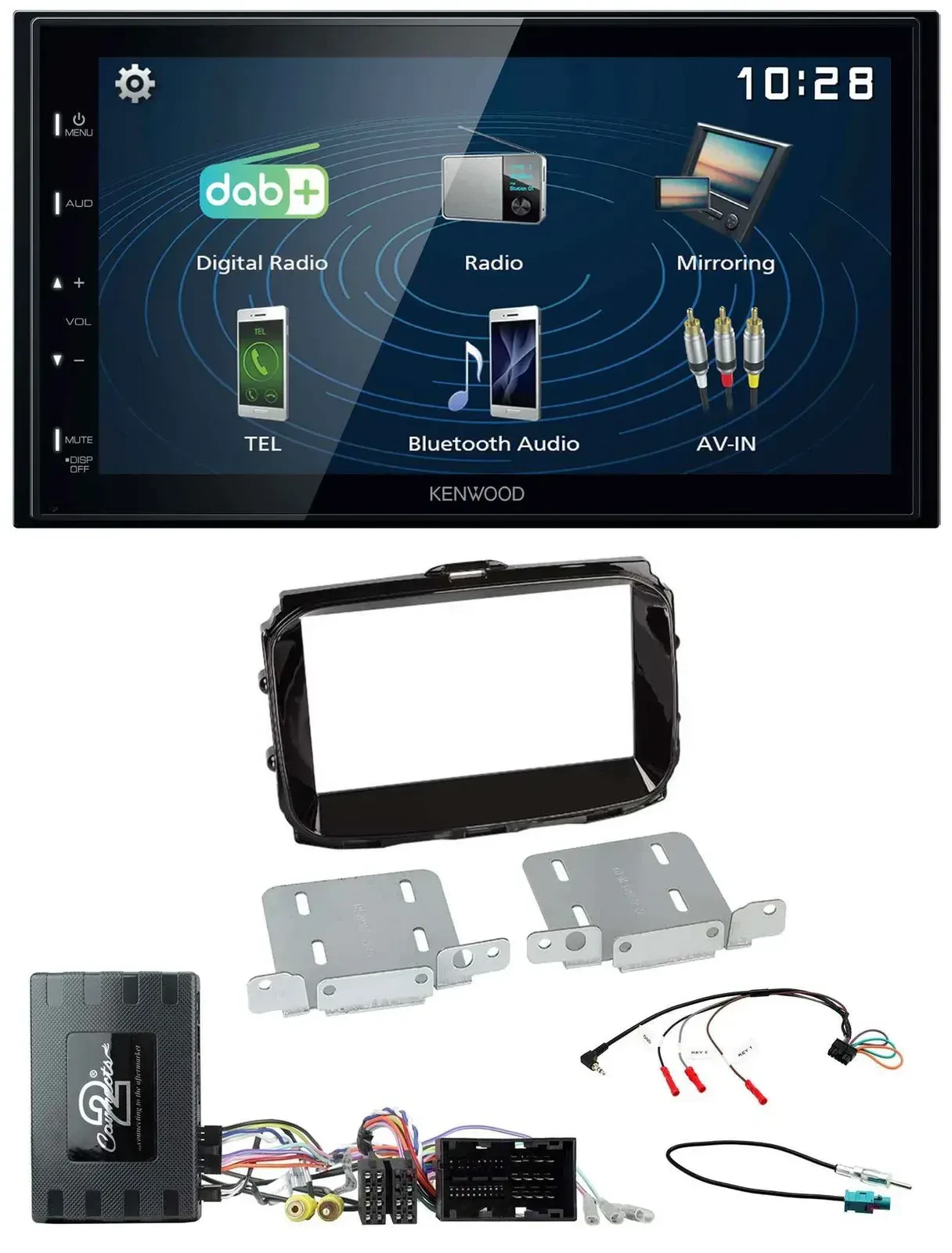 Автомагнитола Kenwood 2DIN, Bluetooth, USB, DAB, совместимая с кнопками на руле, для Alfa Romeo Giulietta (2014–2021)