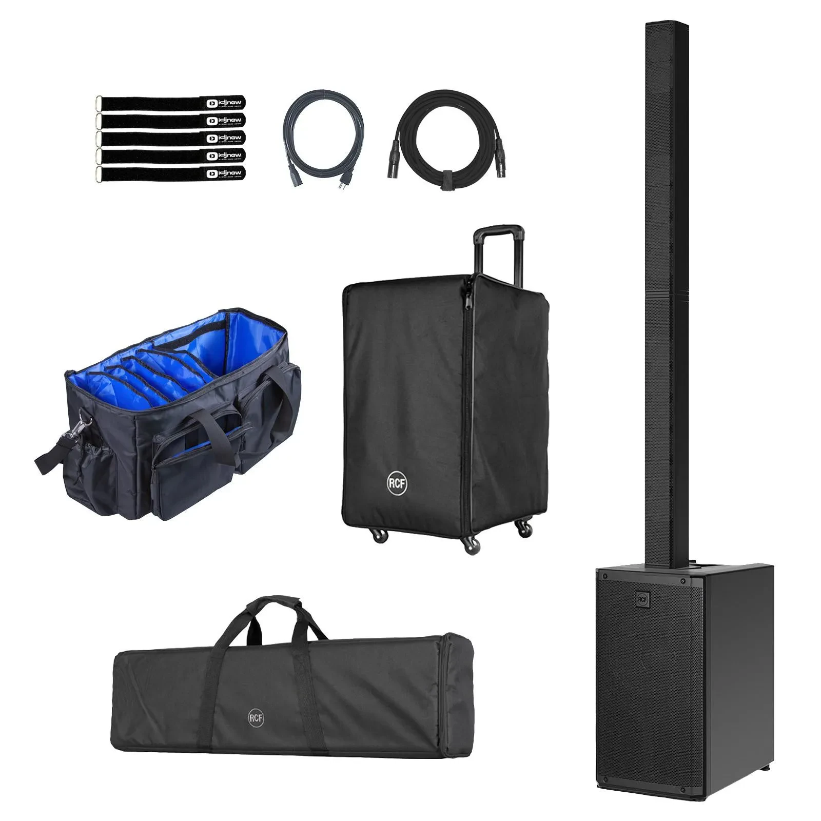 RCF EVOX-JMIX-9 12" Three-Way Column Array Black with Rolling Cover