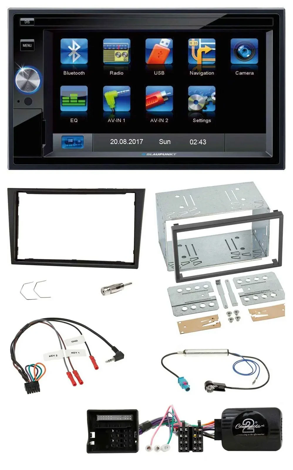 Blaupunkt 2DIN Bluetooth TMC USB Lenkrad SD Navigation für Opel Corsa D 2006-200