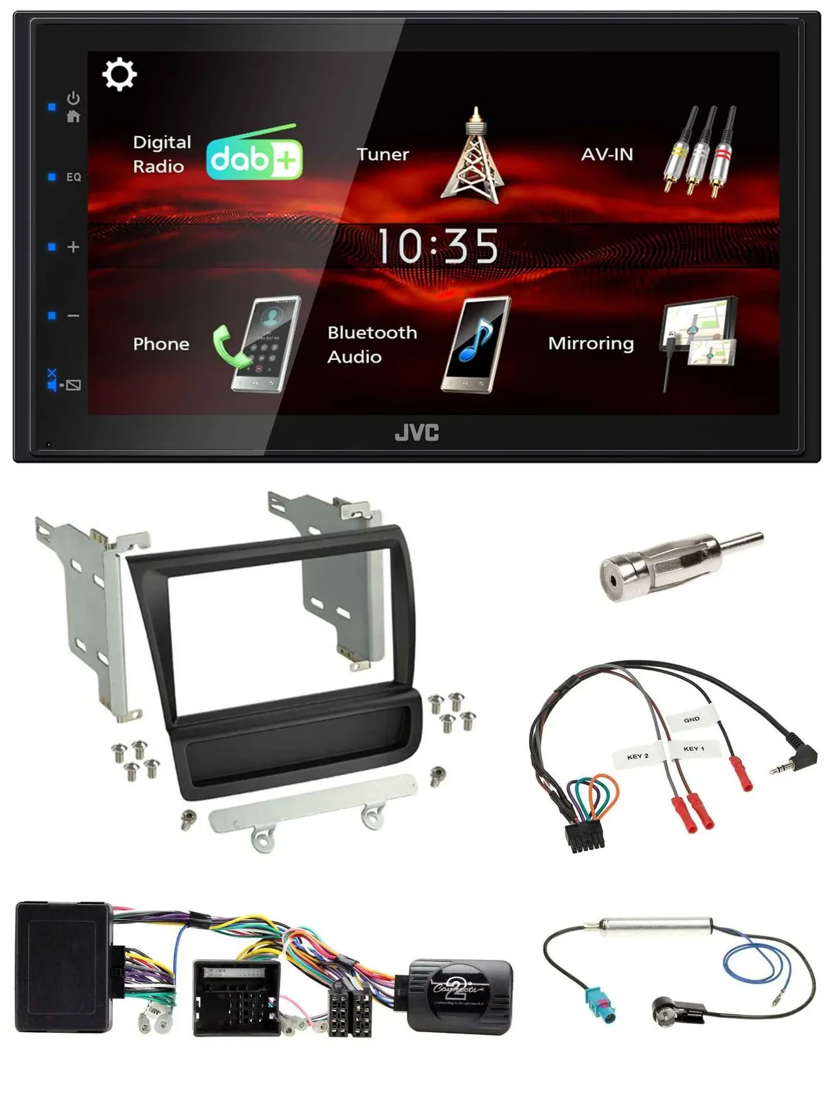 JVC USB Bluetooth Lenkrad DAB 2DIN Autoradio für Audi R8 42 2006-2015