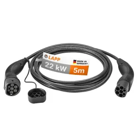 Сетевой кабель Lapp Mobility 6178 Type 2 Mode 3, 32A, 3‑фазный, до 22 кВт, 5 м, черный