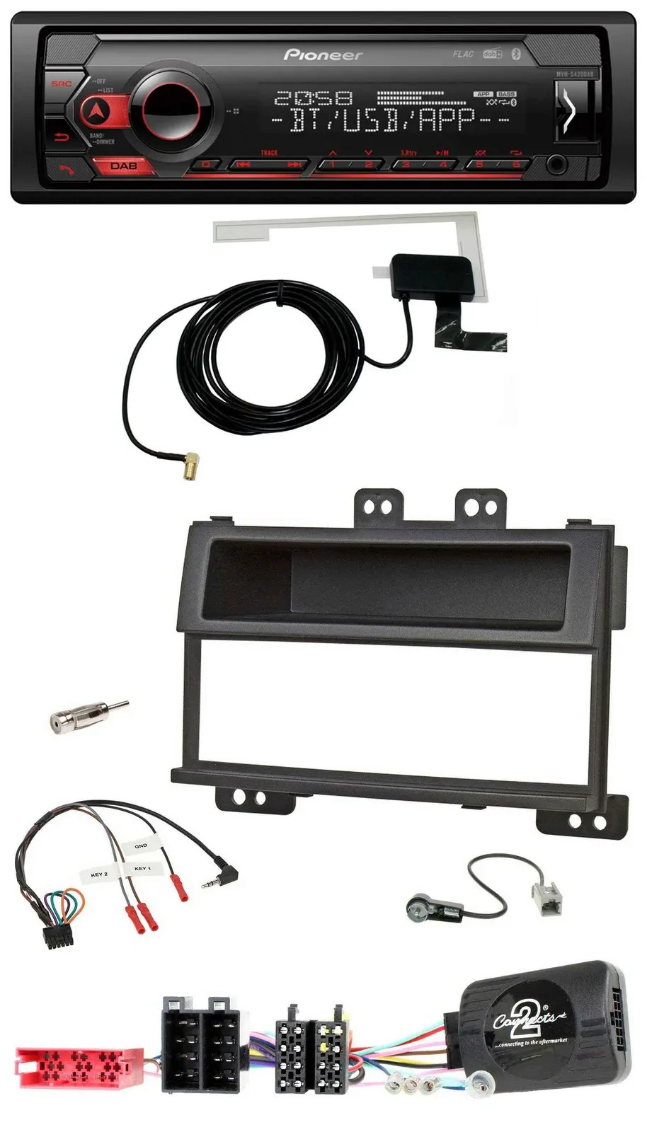 Автомагнитола Pioneer DAB, USB, Bluetooth, совместимая с кнопками на руле, для Hyundai i20 (2009–2011), ISO, черная
