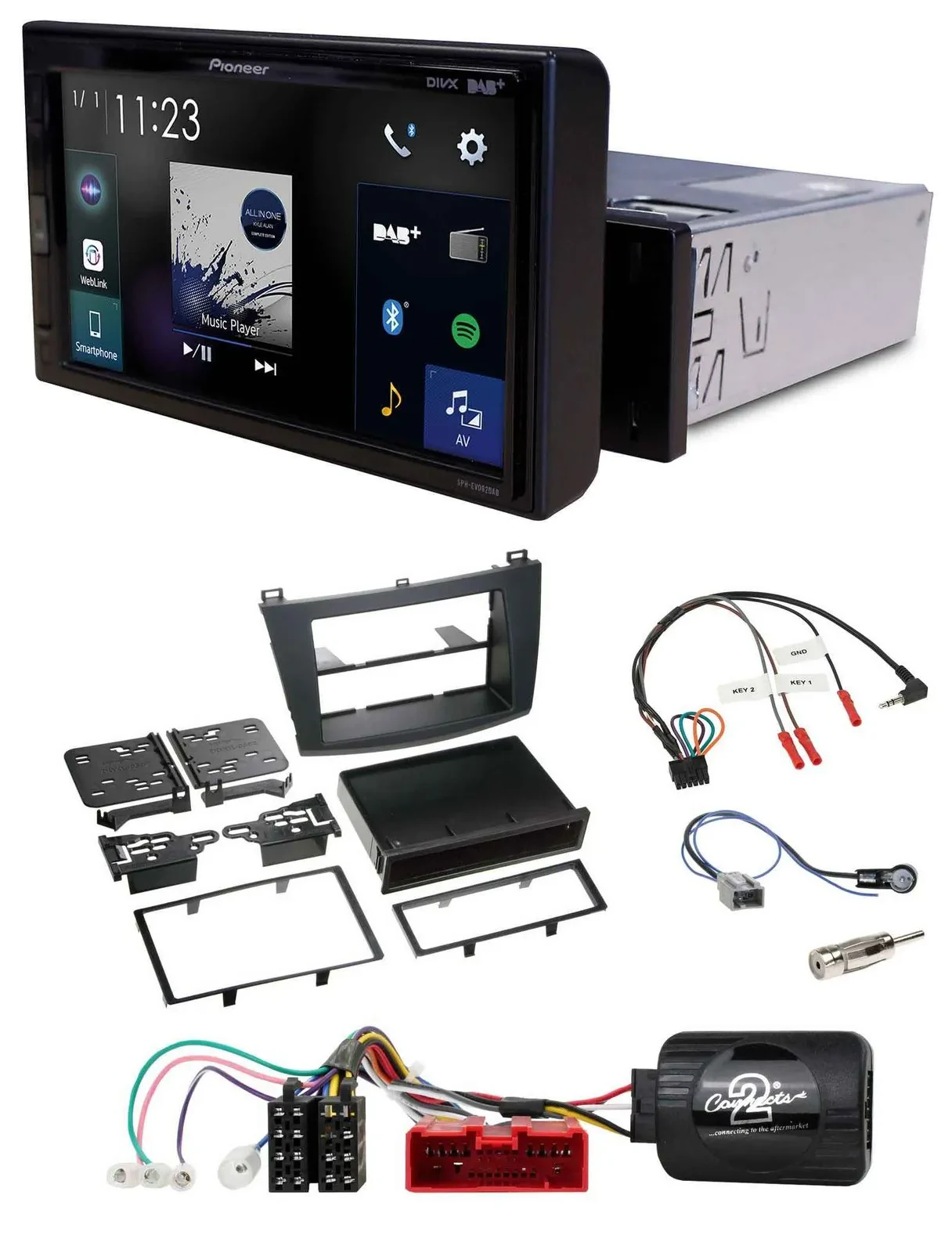 Pioneer DAB Lenkrad Bluetooth USB Autoradio für Mazda 3 2009-2013 analog