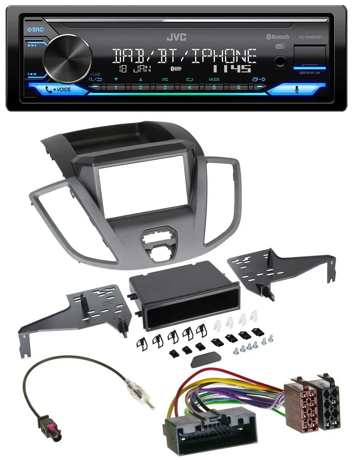 JVC Bluetooth DAB USB MP3 Autoradio für Ford Transit V363 (2014-2018)