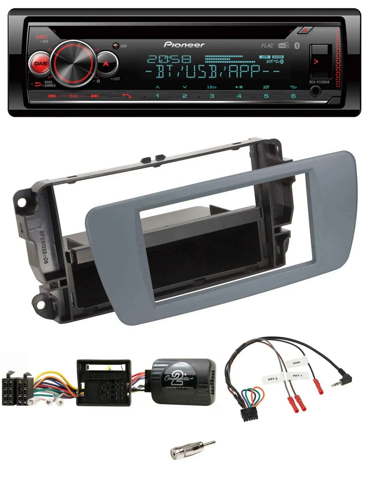 Автомагнитола для Seat Ibiza Pioneer DAB CD Bluetooth USB серый