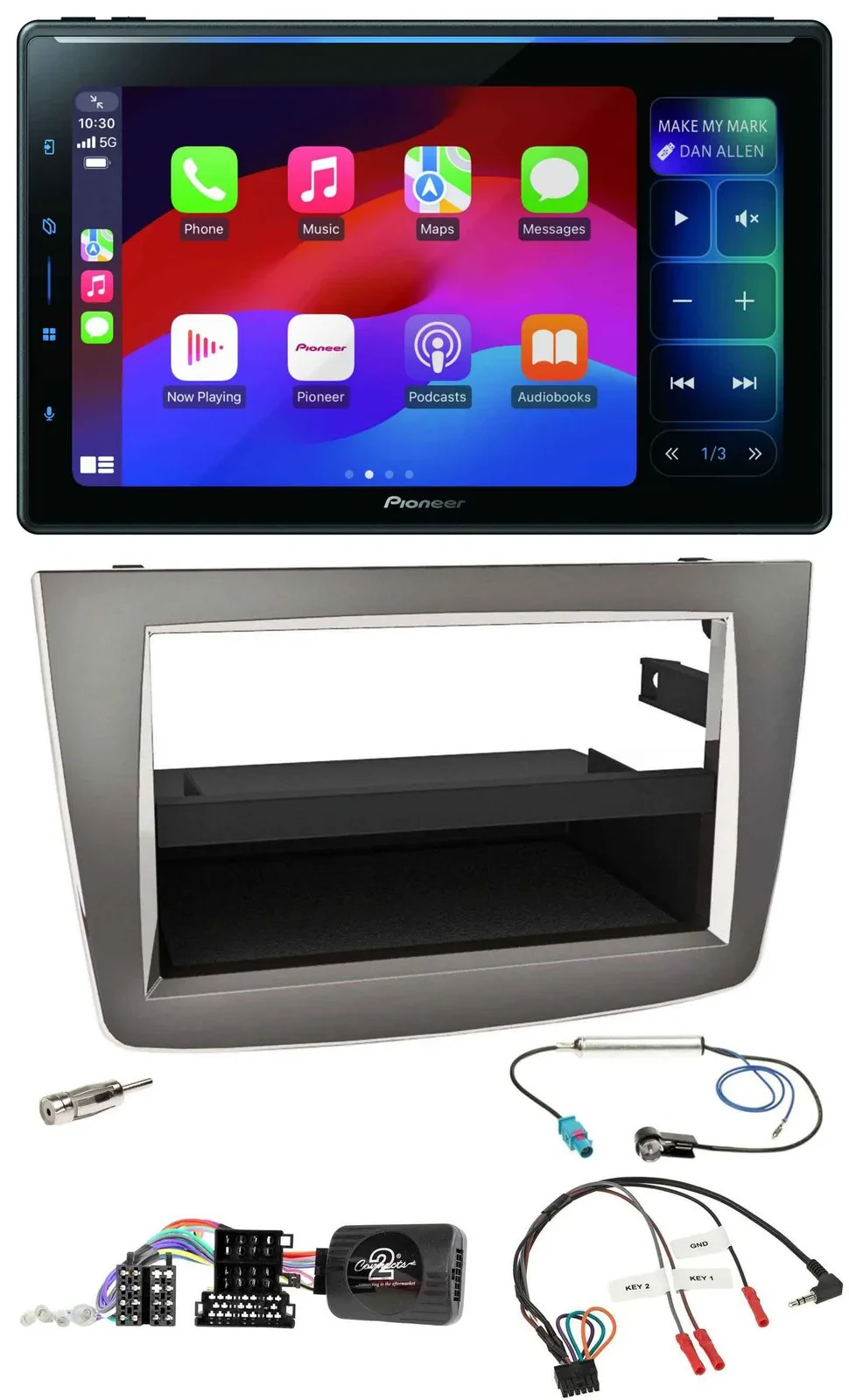 Pioneer Bluetooth DAB Lenkrad USB Autoradio für Alfa Mito 955 2008-2014 silber