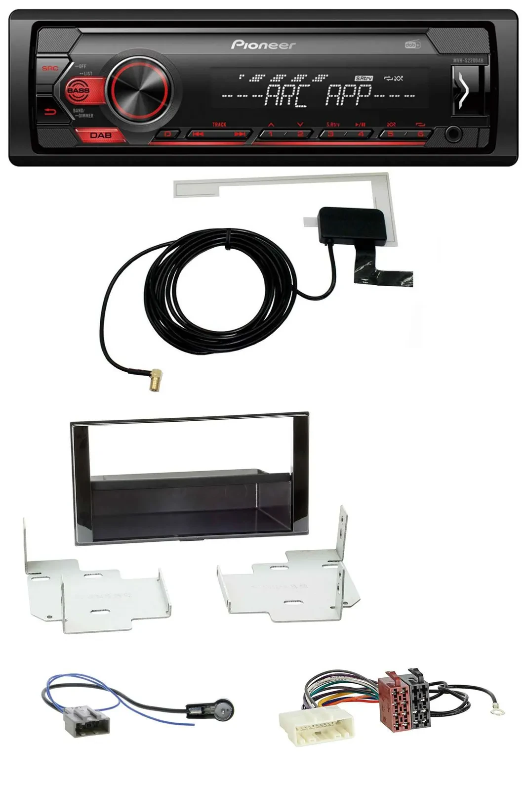 Автомагнитола для Nissan Micra (2013–2017) Pioneer 1-DIN USB DAB MP3 AUX, черный (piano black)