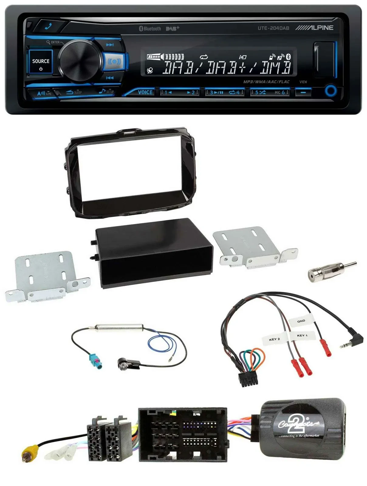 Автомагнитола Alpine для Alfa Romeo Giulietta (2013–2021) USB, Bluetooth, DAB, поддержка кнопок на руле, черный (piano black)