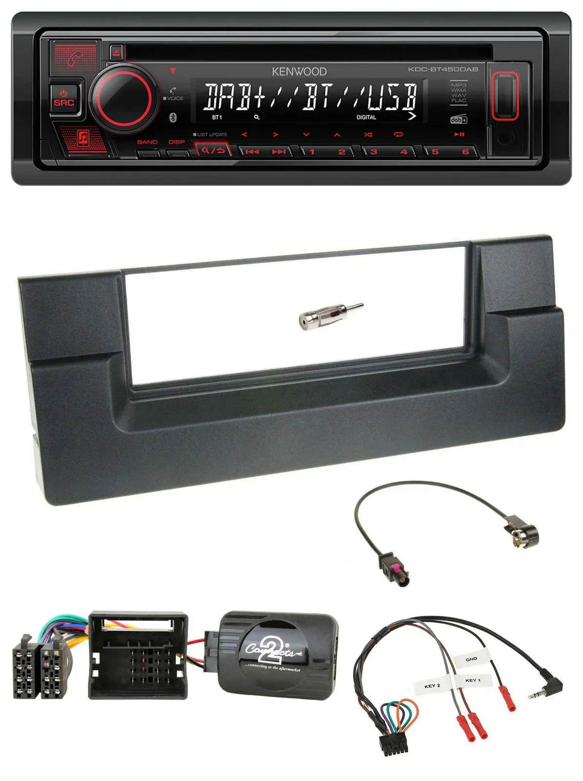 Kenwood Lenkrad CD USB Bluetooth DAB Autoradio für BMW 5er E39 2001-2004 Quadloc