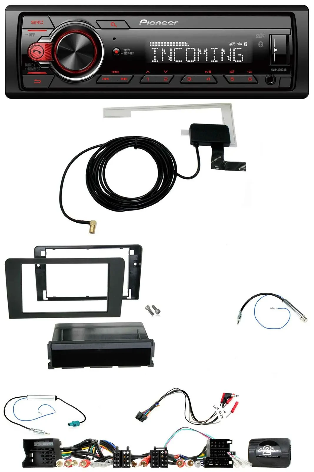 Автомагнитола Pioneer DAB, Bluetooth, USB для Audi A3 8P (2003–2012), совместимая с кнопками на руле, для активной системы
